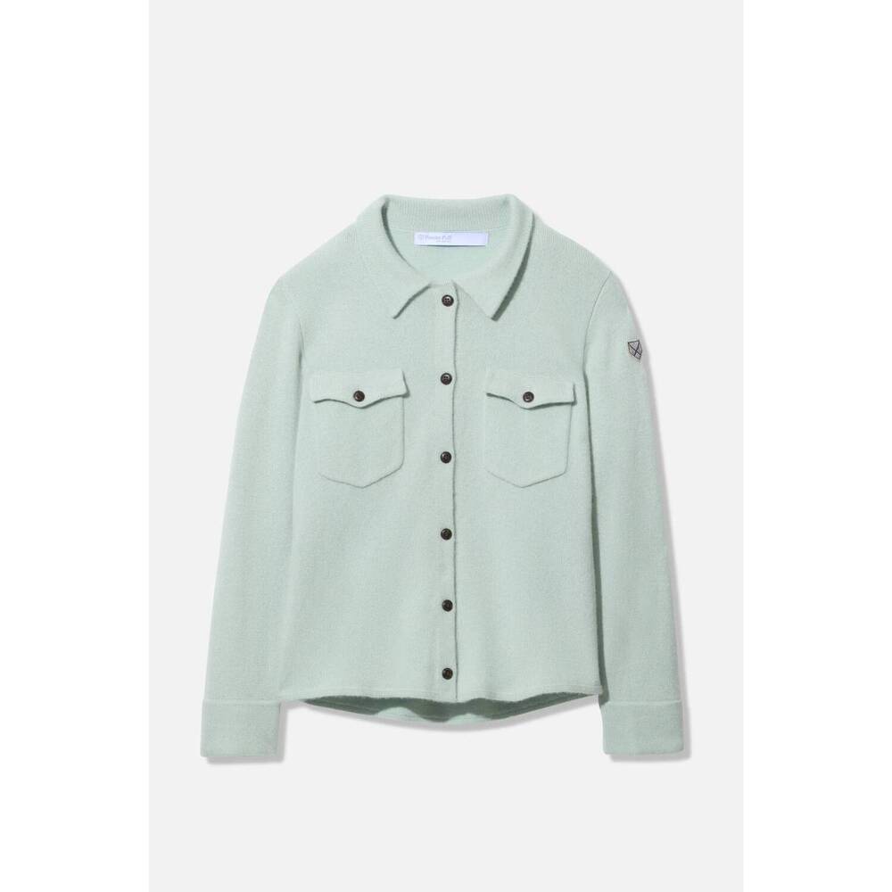NEW POWDER PUFF COLLECTION women's cashmere work shirt in seafoam